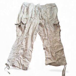 Lane Bryant Tan Cargo Capris Women's 18/20 Drawstring Elastic Waist